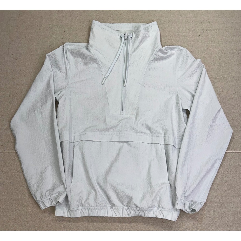 Lululemon Women's 4 Seersucker‎ Half-Zip Pullover Anorak Jacket Light Blue